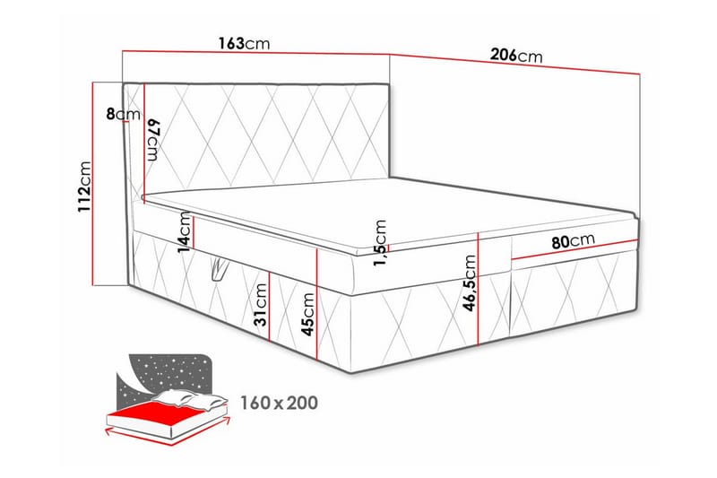 Kontinentalseng Kintore 160x200 cm - Lysegrå - Kontinentalsenger