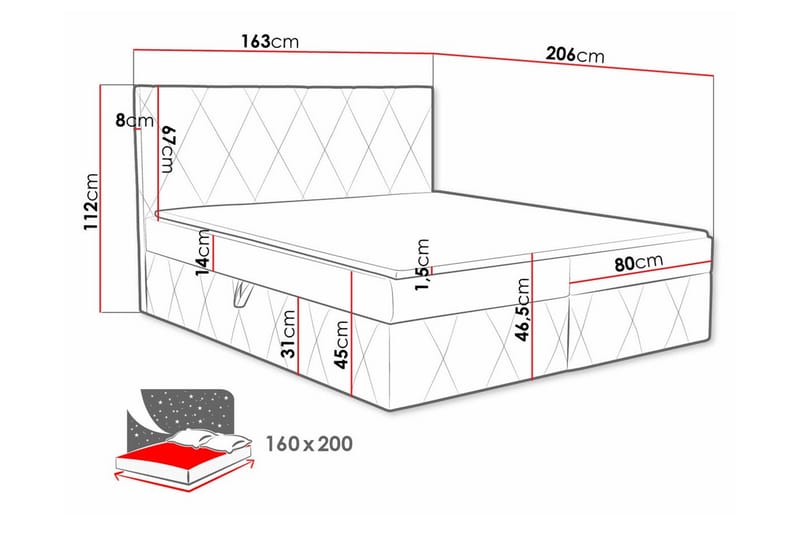 Kontinentalseng Kintore 160x200 cm - Mørkeblå - Kontinentalsenger