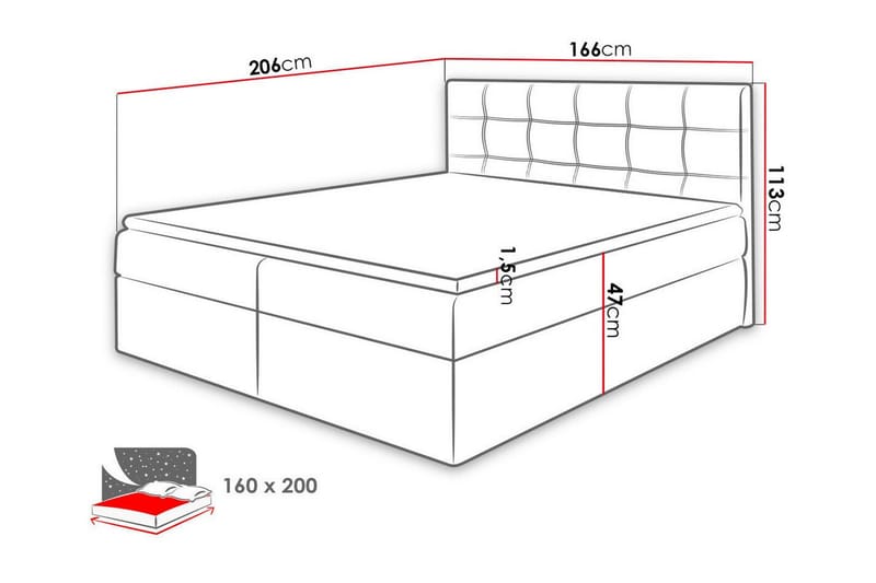 Kontinentalseng Kintore 160x200 cm - Mørkegrå - Kontinentalsenger