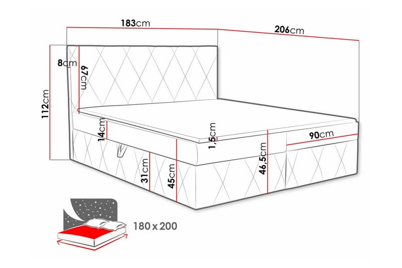 Kontinentalseng Kintore 180x200 cm - Gul - Kontinentalsenger