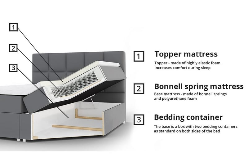 Kontinentalseng Kintore 180x200 cm - Lysegrå - Kontinentalsenger
