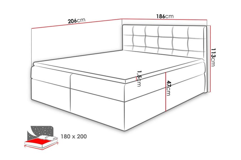 Kontinentalseng Kintore 180x200 cm - Mørkeblå - Kontinentalsenger