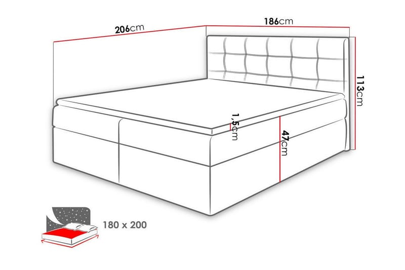 Kontinentalseng Kintore 180x200 cm - Mørkegrå - Kontinentalsenger