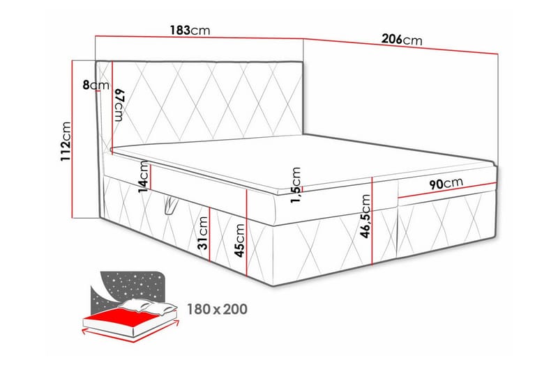 Kontinentalseng Kintore 180x200 cm - Møbler - Senger - Kontinentalsenger