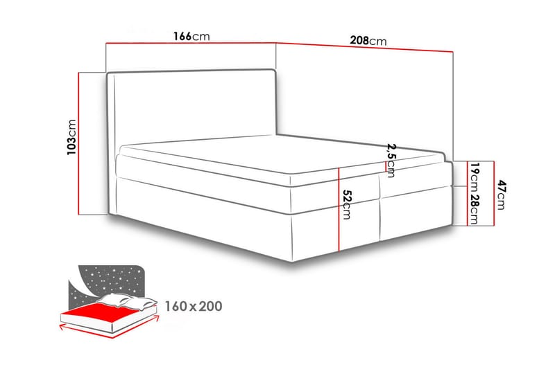 Kontinentalseng Livoll med Oppbevaring 160x200 - Beige - Kontinentalsenger