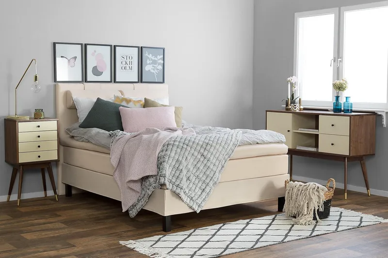 Kontinentalseng Lucky 120x200 Lateks - Beige - Møbler - Senger - Enkeltsenger