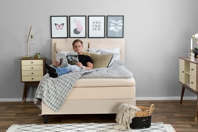 Kontinentalseng Lucky 120x200 Lateks - Beige - Møbler - Senger - Enkeltsenger