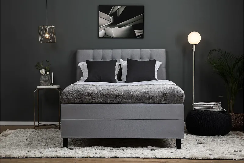 Kontinentalseng Lucky 140x200 cm Skum - Mellangrå - Møbler - Senger - Kontinentalsenger