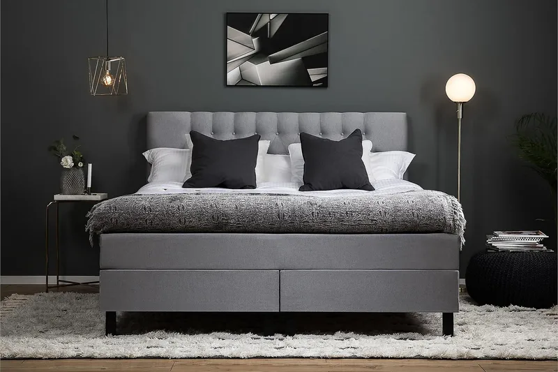 Kontinentalseng Lucky 160x200 Polyeter - Mellangrå - Møbler - Senger - Kontinentalsenger