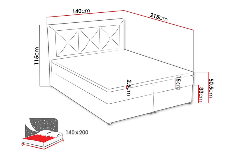 Kontinentalseng Moden 140x215 cm - Blå - Kontinentalsenger