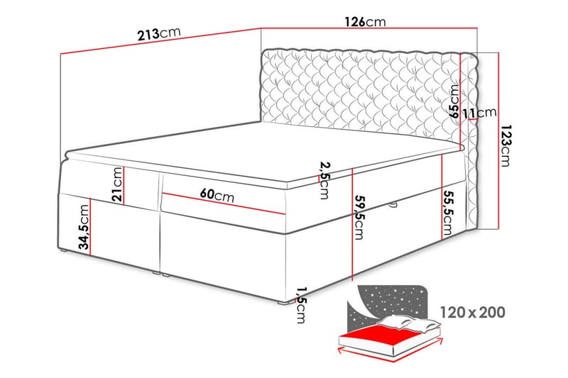 Kontinentalseng Moiola 120x200 cm - Møbler - Senger - Kontinentalsenger