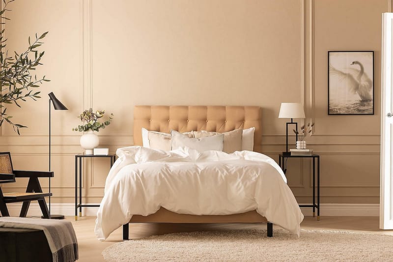 Kontinentalseng Nayaka 90x200 Lateksmadrass - Beige - Møbler - Senger - Kontinentalsenger