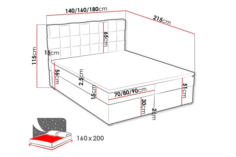 Kontinentalseng Nelas 160x200 cm - Beige - Møbler - Senger - Kontinentalsenger