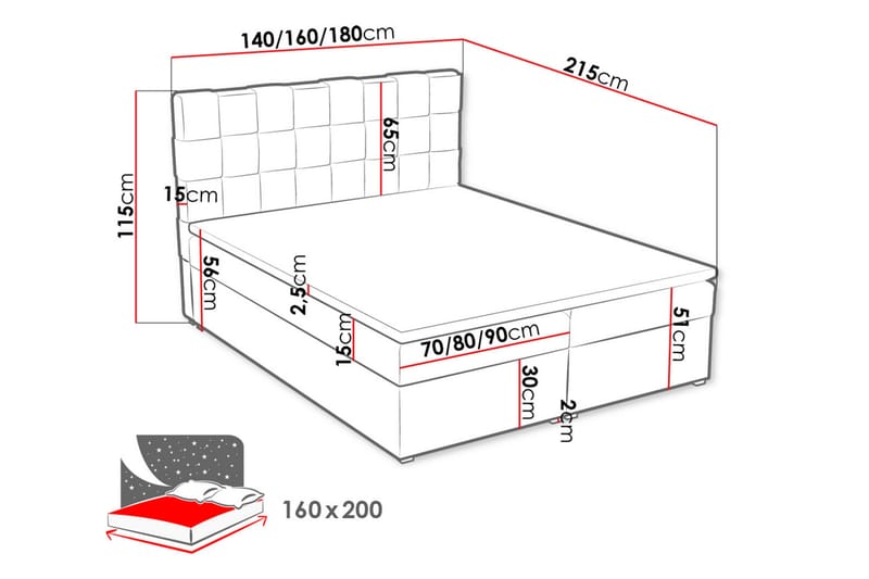 Kontinentalseng Nelas 160x200 cm - Beige - Kontinentalsenger