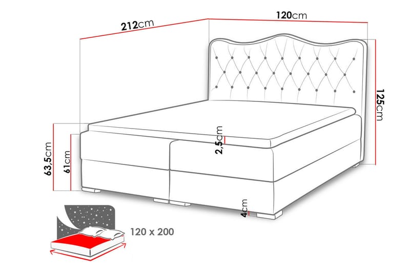 Kontinentalseng Nenita 120x200 - Hvit - Kontinentalsenger