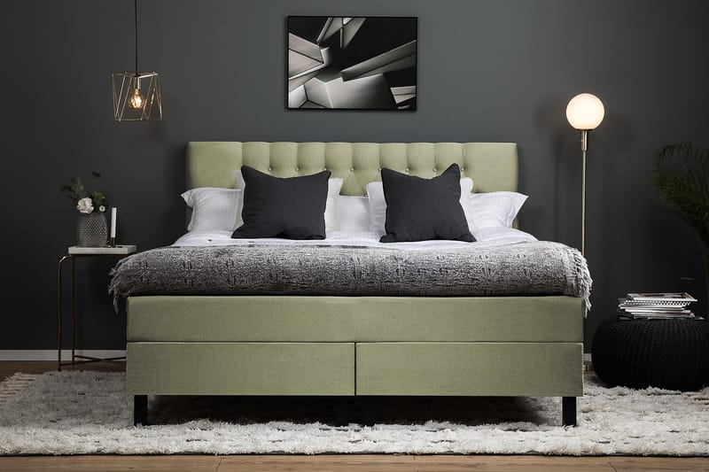 Kontinentalseng Olivia 160x200 Polyeter - Grønn - Møbler - Senger - Kontinentalsenger