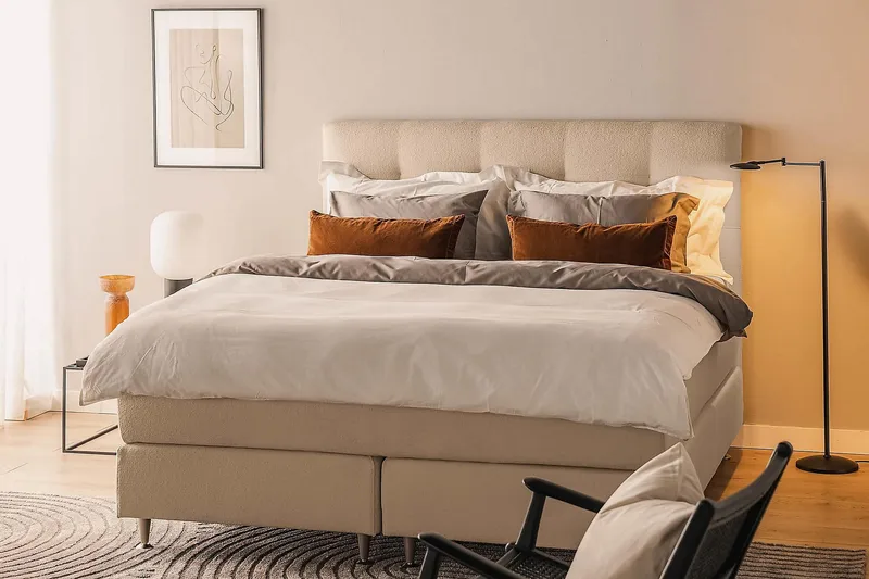 Kontinentalseng Oslo Lyx Boucle 160x200 - Beige - Møbler - Senger - Kontinentalsenger