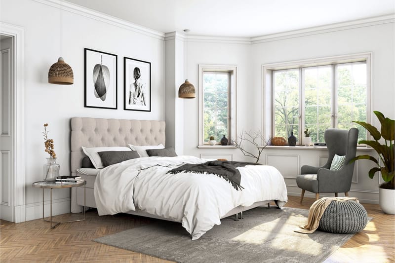 Kontinentalseng Roma Lyx 160 Beige/Sølvben - 160x200 cm - Møbler - Senger - Kontinentalsenger