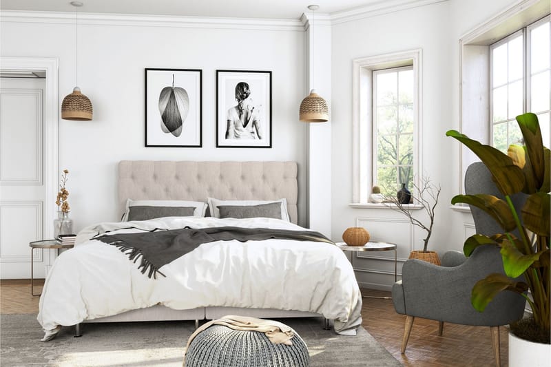 Kontinentalseng Roma Lyx 160 Beige/Sølvben - 160x200 cm - Møbler - Senger - Kontinentalsenger