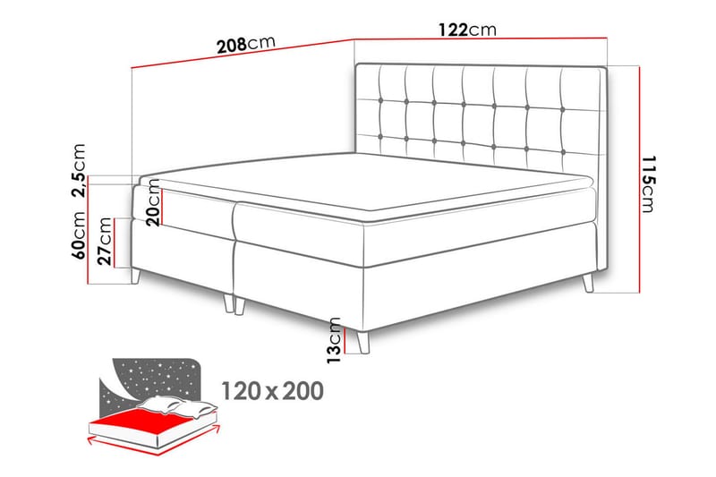 Kontinentalseng Taiwan 120x200 cm - Gul - Kontinentalsenger - Enkeltsenger - Dobbeltsenger