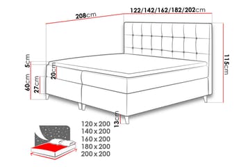 Kontinentalseng Taiwan 180x200 cm - Gul - Møbler - Senger - Kontinentalsenger