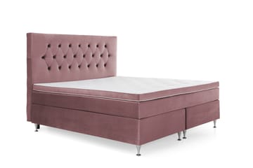 Kontinentalseng Torsö 160x200 - Rosa Fløyel|Lave Sølvben - Møbler - Senger - Kontinentalsenger