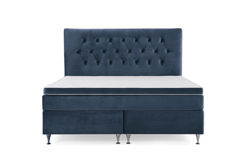 Kontinentalseng Torsö 180x200, Mørkeblå Fløyel|Lave Sølvben