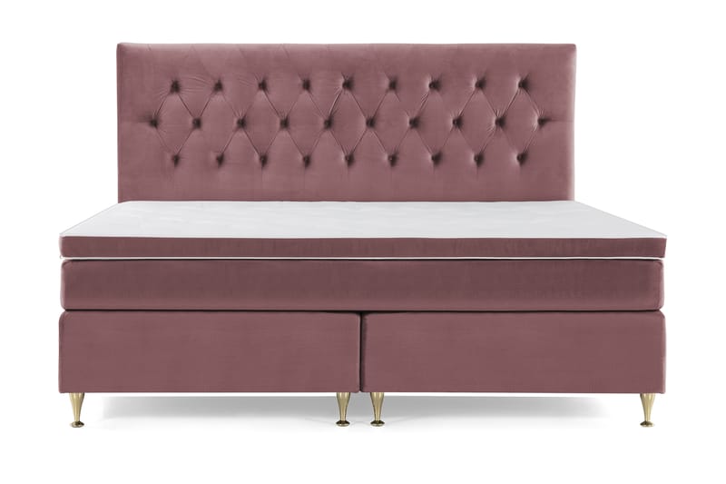 Kontinentalseng Torsö 210x210 - Rosa Fløyel|Lave Gullben - Møbler - Senger - Kontinentalsenger