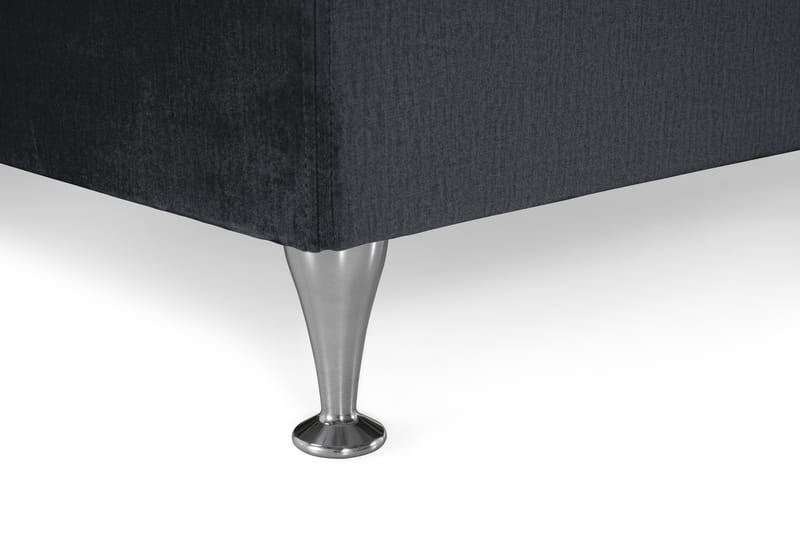 Kontinentalseng Torsö 210x210 - Svart Fløyel|Lave Sølvben - Møbler - Senger - Kontinentalsenger