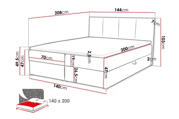 Laggano Kontinentalseng 140x200 cm + Overmadrass - Rosa - Møbler - Senger - Kontinentalsenger