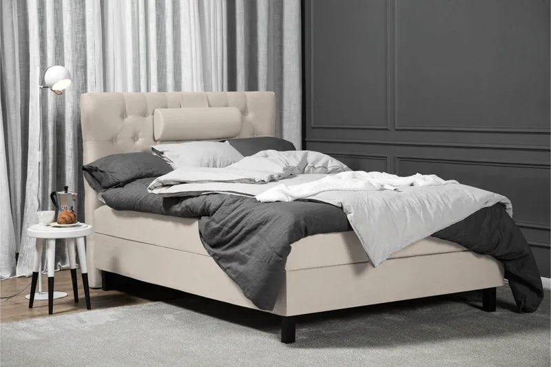 Lucky Komplett Sengepakke 120x200 Skum Diamant Sengegavl - Nakkepute Liten Beige - Møbler - Senger - Enkeltsenger