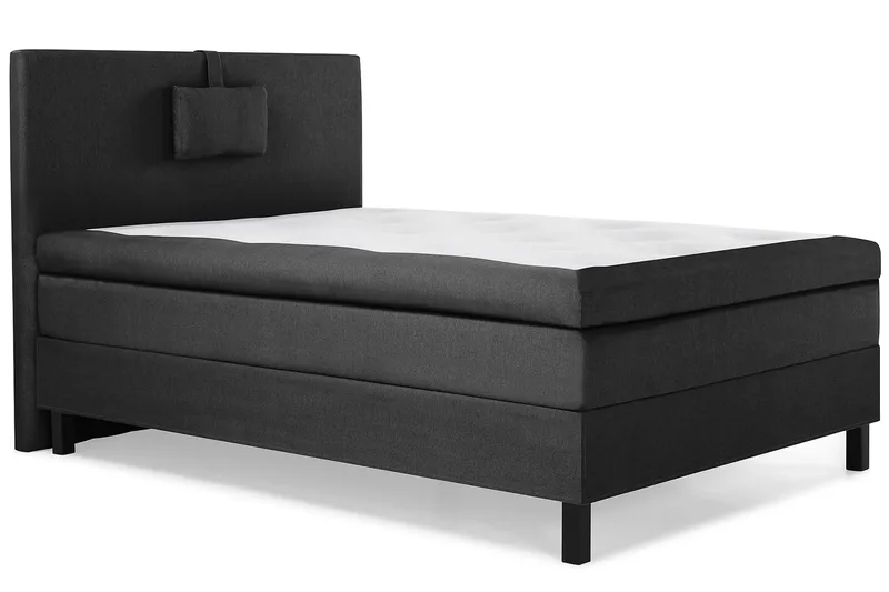 Lucky Komplett Sengepakke 120x200 Polyeter Glatt Sengegavl - Nakkepute Liten Svart/Grå - Møbler - Senger - Enkeltsenger