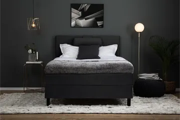 Lucky Komplett Sengepakke 120x200 Polyeter Glatt Sengegavl - Nakkepute Stor Svart/Grå - Møbler - Senger - Enkeltsenger