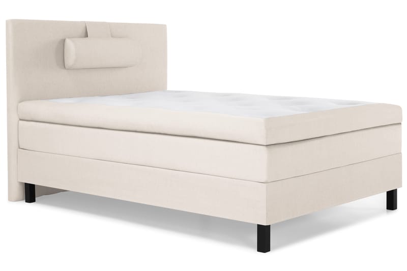 Lucky Komplett Sengepakke 120x200 Polyeter Glatt Sengegavl - Nakkepute Stor Beige - Møbler - Senger - Enkeltsenger