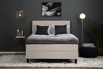 Lucky Komplett Sengepakke 140x200 Polyeter Glatt Sengegavl - Nakkepute Stor Beige - Møbler - Senger - Kontinentalsenger