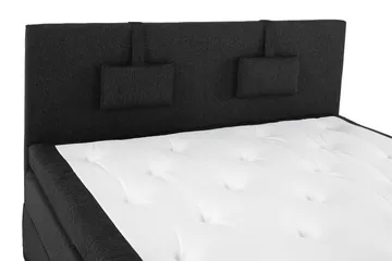 Lucky Komplett Sengepakke 160x200 Lateks Glatt Sengegavl - Nakkepute Liten Svart/Grå/PU - Møbler - Senger - Kontinentalsenger
