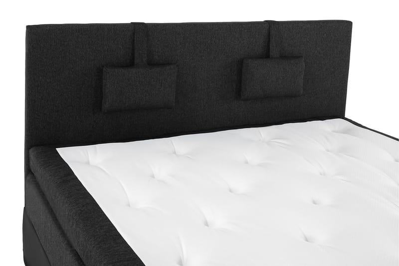 Lucky Komplett Sengepakke 160x200 Lateks Glatt Sengegavl - Nakkepute Liten Svart/Grå/PU - Møbler - Senger - Kontinentalsenger