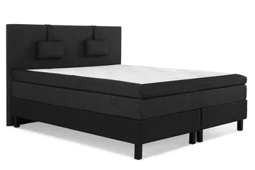 Lucky Komplett Sengepakke 160x200 Lateks Glatt Sengegavl - Nakkepute Liten Svart/Grå/PU - Møbler - Senger - Kontinentalsenger
