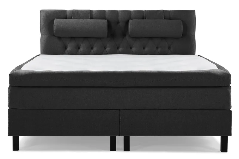 Lucky Komplett Sengepakke 160x200 Polyeter Diamant Sengegavl, Nakkepute Stor Svart/Grå