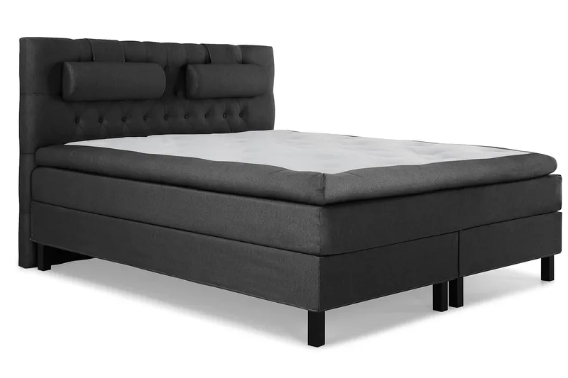 Lucky Komplett Sengepakke 160x200 Polyeter Diamant Sengegavl - Nakkepute Stor Svart/Grå - Møbler - Senger - Kontinentalsenger