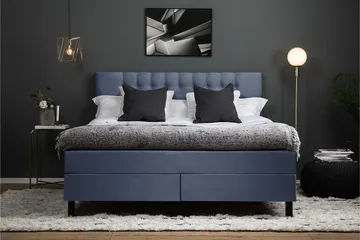 Lucky Komplett Sengepakke 180x200 Memory Diamant Sengegavl - Mørkeblå - Møbler - Senger - Kontinentalsenger