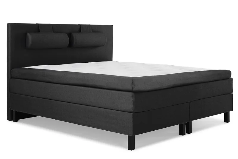 Lucky Komplett Sengepakke 180x200 Memory Glatt Sengegavl - Nakkepute Stor Svart/Grå - Møbler - Senger - Kontinentalsenger