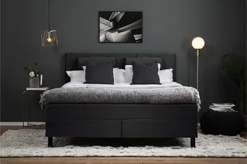 Lucky Komplett Sengepakke 180x200 Memory Glatt Sengegavl - Nakkepute Stor Svart/Grå - Møbler - Senger - Kontinentalsenger