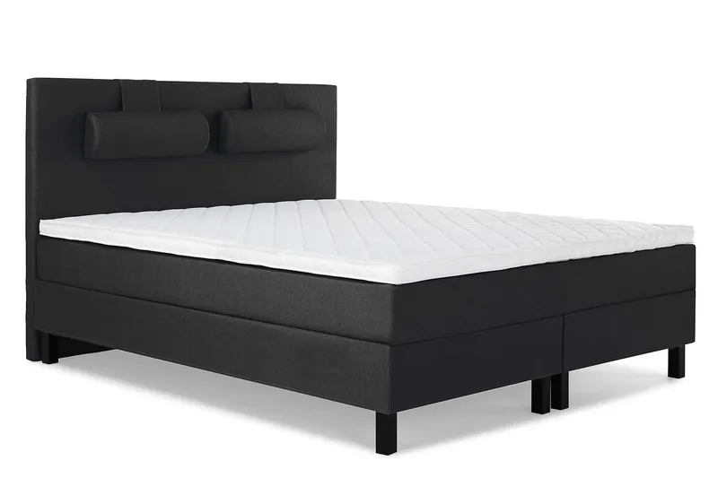 Lucky Komplett Sengepakke 180x200 Skum Glatt Sengegavl - Nakkepute Stor Svart/Grå - Møbler - Senger - Kontinentalsenger