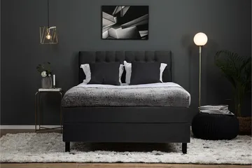 Lucky Komplett Sengpakke 140x200 cm Kontinentalseng med Sengegavl - Svart / Grå - Møbler - Senger - Kontinentalsenger