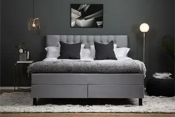 Lucky Komplett Sengpakke 180x200 cm Kontinentalseng med Sengegavl - Grå - Møbler - Senger - Kontinentalsenger