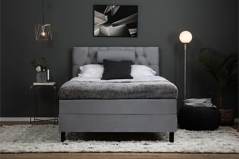 Lucky Kontinentalseng 120x200 Polyeter - Mellangrå - Møbler - Senger - Enkeltsenger