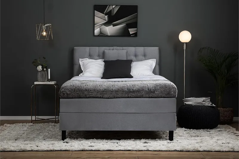 Lucky Kontinentalseng 140x200 Polyeter - Mellangrå - Møbler - Senger - Kontinentalsenger