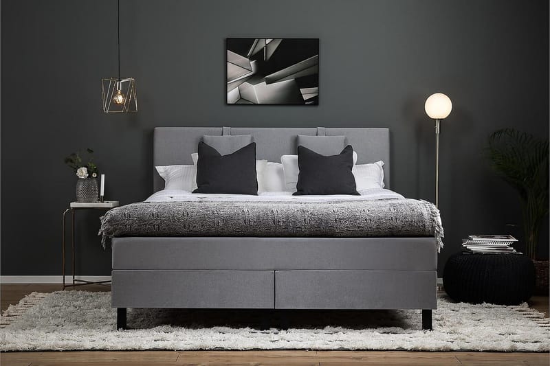 Lucky Kontinentalseng 150x200 Polyeter - Mellangrå - Møbler - Senger - Kontinentalsenger