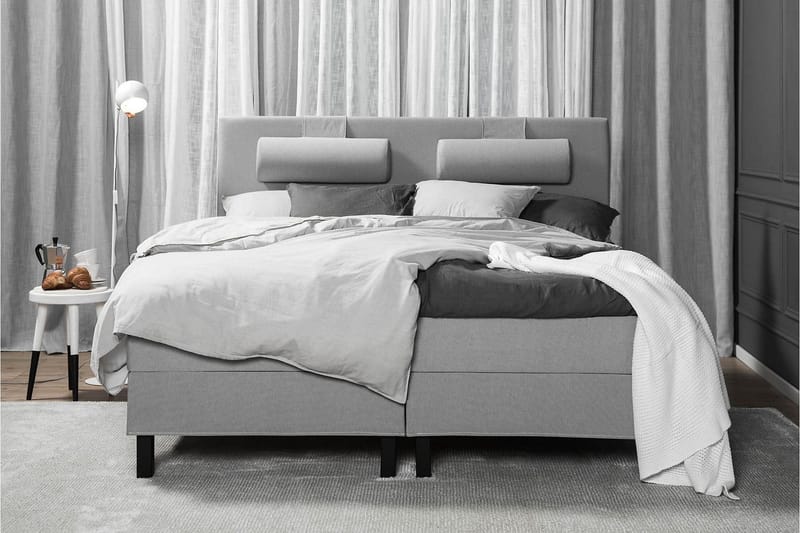 Lucky Sengepakke 150x200 Skum Glatt Sengegavl - Grå - Møbler - Senger - Kontinentalsenger